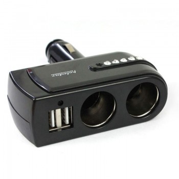 New 5V 1A Car Charger 2 USB Charger Supply + Double Sockets Car Cigarette Lighter Extender Splitter for GPS Ipod for iphone