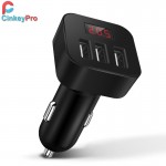 CinkeyPro LED Screen 3-Port USB Car Charger For iPhone Samsung Smart Car-Charger 5V/2.1A Charging Mobile Phone Adapter