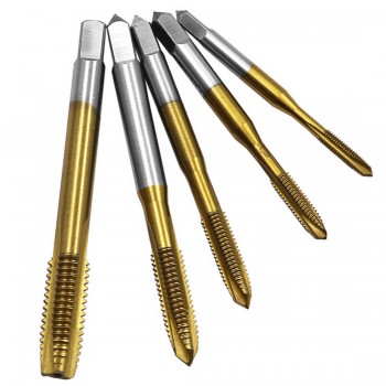Titanium Coated Thread Tap Drill Metric Hss Spiral Fluted Machine Screw Tap M3 M4 M5 M6 M8 Spiral Pointed Taps
