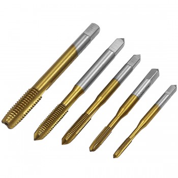 Titanium Coated Thread Tap Drill Metric Hss Spiral Fluted Machine Screw Tap M3 M4 M5 M6 M8 Spiral Pointed Taps