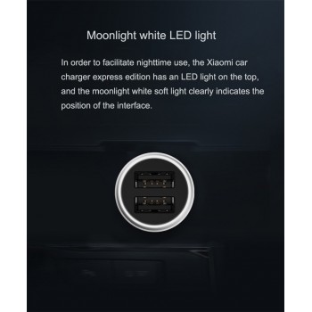 Xiaomi Car Charger 18W Dual USB Quick Charge 3.0 5V/2.4A 9V/2A 12V/1.5A Fast Charge 3.0 Edition +2A Magcle Cable