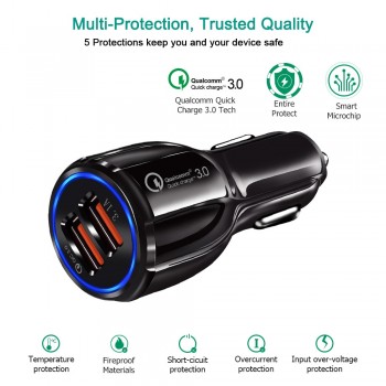 Crouch Quick Charge 3.0 Charger QC 3.0 5V 9V 12V Dual USB Car Charge Fast Charger Mobile Phone Travel Adapter Car-charge