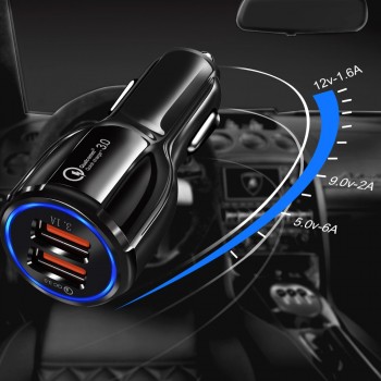 Crouch Quick Charge 3.0 Charger QC 3.0 5V 9V 12V Dual USB Car Charge Fast Charger Mobile Phone Travel Adapter Car-charge