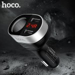 Hoco 5V3.1A 96W Dual USB Car Charger With one Car Lighter Slot digital Display Charging Voltage Current For iphone X XS Samsung
