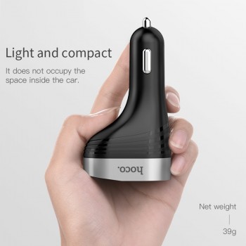 Hoco 5V3.1A 96W Dual USB Car Charger With one Car Lighter Slot digital Display Charging Voltage Current For iphone X XS Samsung
