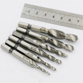High 6pcs/set Hand Tap Drill Hex Shank HSS Screw Spiral Point Thread Metric Plug Drill Bits M3 M4 M5 M6 M8 M10 Hand Tools