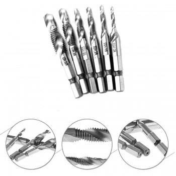 High 6pcs/set Hand Tap Drill Hex Shank HSS Screw Spiral Point Thread Metric Plug Drill Bits M3 M4 M5 M6 M8 M10 Hand Tools
