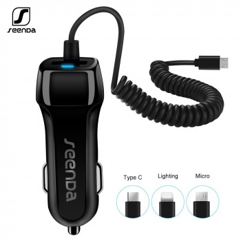 SeenDa Universal Car Charger with Cable Cellphone USB Fast Charger For Samsung S9 S8 Plus S6 S7 Edge Plus For iPhone 6 6s 7 8
