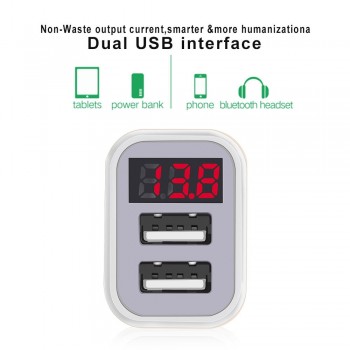 Car Charger Digital Display Dual Port USB Adapter 3.1A Car-Charger Double USB for iPhone X 78 Samsung Mobile Phone Fast Charging