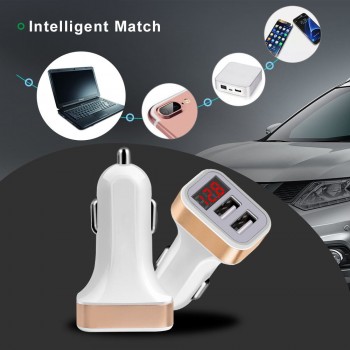 Car Charger Digital Display Dual Port USB Adapter 3.1A Car-Charger Double USB for iPhone X 78 Samsung Mobile Phone Fast Charging