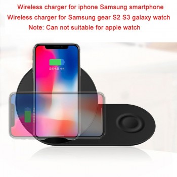 2in1 QI Wireless Charger Stand for iPhone X XR XS MAX 8 Samsung S9 S8 Note 9 8 Galaxy Watch Gear S3 S2 Huawei Mate RS Mate20
