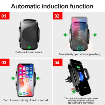 TOMKAS Car Qi Wireless Charger 10W For iPhone X XS Max XR Samsung Auto Sensor Holder Car Wireless Charger Fast Charging Dock Pad