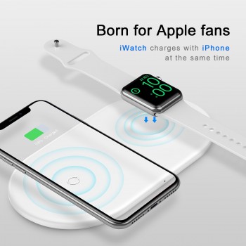 Baseus 10W 2in1 Qi Wireless Charger For iPhone XS Max XR X Samsung Fast Wireless Charging Pad For iWatch 3 2 Desktop Charger