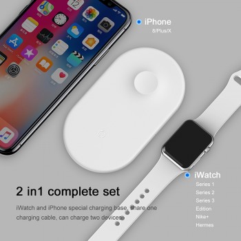 Baseus 10W 2in1 Qi Wireless Charger For iPhone XS Max XR X Samsung Fast Wireless Charging Pad For iWatch 3 2 Desktop Charger