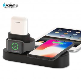 Ascromy Fast Wireless Charger Pad Dock Station For iPhone XS Max XR X 8 Plus 10 Apple Watch 3 2 Induction Charging Stand AirPods