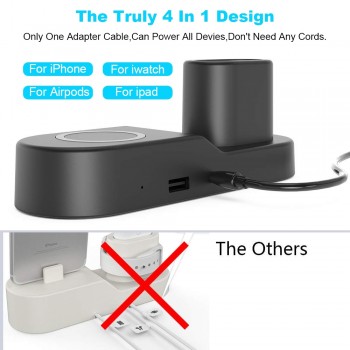 Ascromy Fast Wireless Charger Pad Dock Station For iPhone XS Max XR X 8 Plus 10 Apple Watch 3 2 Induction Charging Stand AirPods