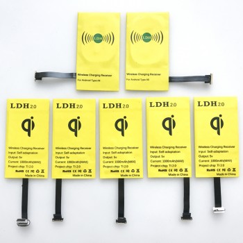 LDH Qi Wireless Charger Receiver For iPhone 7 6 6s 5Plus Wireless Charging Micro Type C Adapter For Samsung Xiaomi Android Phone
