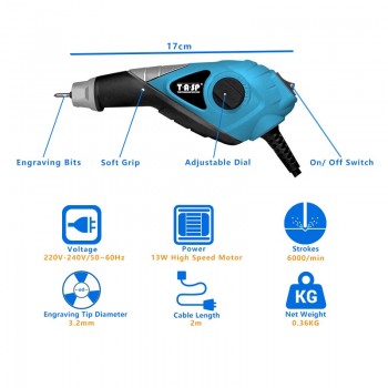 220V 13W Electric Engraver Dremel Style Engraving Pen for Metal Wood Plastic Glass Leather Stone Ceramic