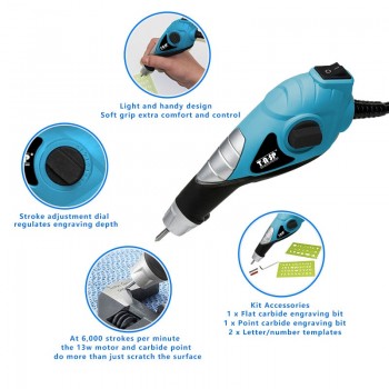 220V 13W Electric Engraver Dremel Style Engraving Pen for Metal Wood Plastic Glass Leather Stone Ceramic