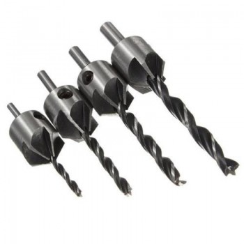 4pcs Useful HSS 5 Flute Countersink Drill Bit Set Drill Press Set Chamfer Reamer Woodworking Power Tools 3mm-6mm