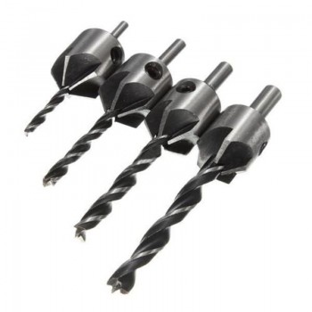 4pcs Useful HSS 5 Flute Countersink Drill Bit Set Drill Press Set Chamfer Reamer Woodworking Power Tools 3mm-6mm