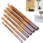 High Quality Titanium Plating High-Speed Steel Drill Bits Carpenter Woodworking Drilling Cut Grooving Saw Drill Bits 6Pcs/Set