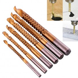 High Quality Titanium Plating High-Speed Steel Drill Bits Carpenter Woodworking Drilling Cut Grooving Saw Drill Bits 6Pcs/Set