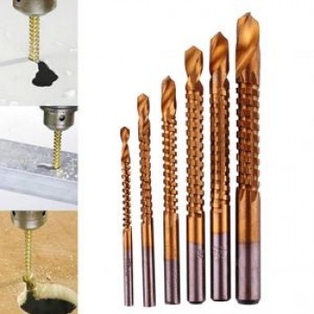 High Quality Titanium Plating High-Speed Steel Drill Bits Carpenter Woodworking Drilling Cut Grooving Saw Drill Bits 6Pcs/Set
