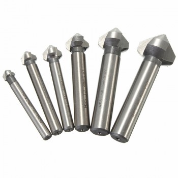 3 Flute Countersink Drill Bit Round Handle 90 Degree HSS Wood Steel Chamfer Cutter Tool 6.3/8.3/10.4/12.4/16.5/20.5mm