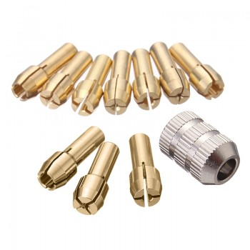 Doersupp 10Pcs/set Brass Drill Chucks Collet Bits 0.5-3.2mm 4.3mm Shank with Screw Nut for Dremel Rotary Tool High Quality