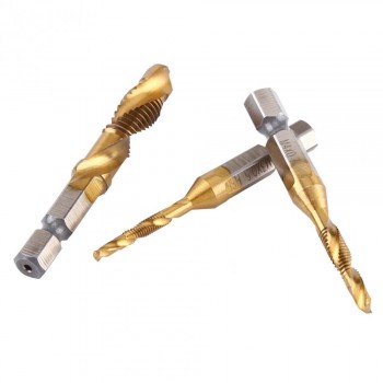 WALFRONT 6pcs/Lot Twist Drill Bit Set 1/4 inch Hex Shank M3-M10 Titanium Coated HSS Drilling Tap Bits Thread Screw Tapping Tools