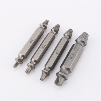 4pcs/Set Drill Out Damaged Screw Extractor Out Remover Handymen Broken Bolt Stud Removal Tool Kit  #1 #2 #3 #4 With Case