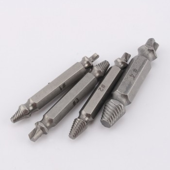 4pcs/Set Drill Out Damaged Screw Extractor Out Remover Handymen Broken Bolt Stud Removal Tool Kit  #1 #2 #3 #4 With Case
