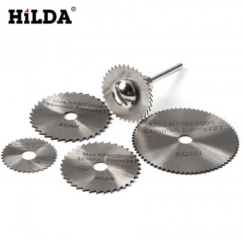 HILDA 5pcs HSS Saw Blades for Dremel Ratory Tools Circular Saw Blades Cutting Discs Mandrel Cutoff Cutter Power tools multitool