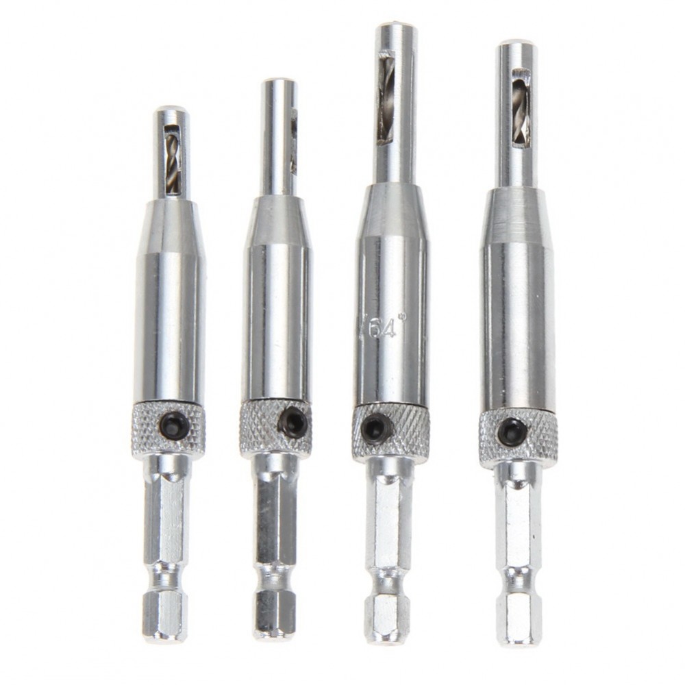 4pcs/Set HSS Self Centering Hinge Center Hexagon Drill Bits Door Cabinet Woodworking Positioning Hole Puncher 2/2.8/3.5/4.5mm