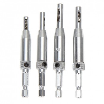 4pcs/Set HSS Self Centering Hinge Center Hexagon Drill Bits Door Cabinet Woodworking Positioning Hole Puncher 2/2.8/3.5/4.5mm
