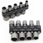 9Pcs 1/4 Hex Shank Power Nut Driver Drill Bit Metric Socket Wrench Screw 5-13mm Magnetic Nut Driver Set Socket Adapter