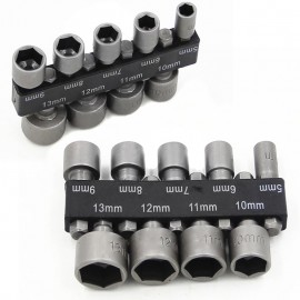 9Pcs 1/4 Hex Shank Power Nut Driver Drill Bit Metric Socket Wrench Screw 5-13mm Magnetic Nut Driver Set Socket Adapter