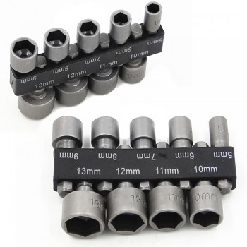 9Pcs 1/4 Hex Shank Power Nut Driver Drill Bit Metric Socket Wrench Screw 5-13mm Magnetic Nut Driver Set Socket Adapter