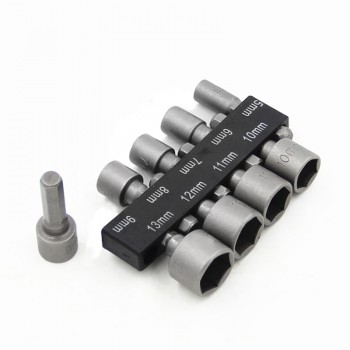 9Pcs 1/4 Hex Shank Power Nut Driver Drill Bit Metric Socket Wrench Screw 5-13mm Magnetic Nut Driver Set Socket Adapter
