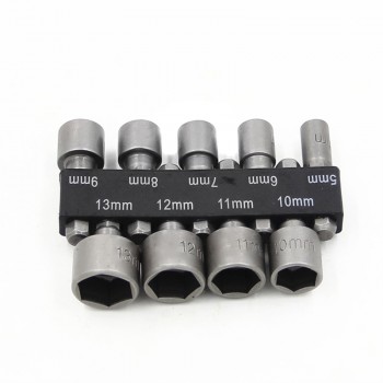 9Pcs 1/4 Hex Shank Power Nut Driver Drill Bit Metric Socket Wrench Screw 5-13mm Magnetic Nut Driver Set Socket Adapter