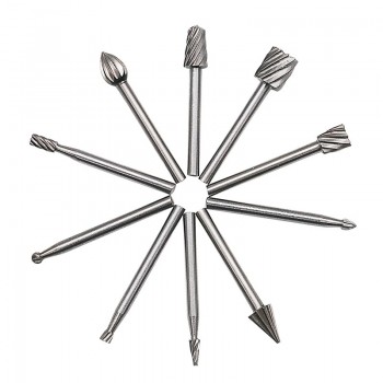 10pcs HSS Routing Router Bits Burr Rotary Tools  Rotary Carving Carved Knife Cutter Tool Engraving Wood Working Used for Dremel