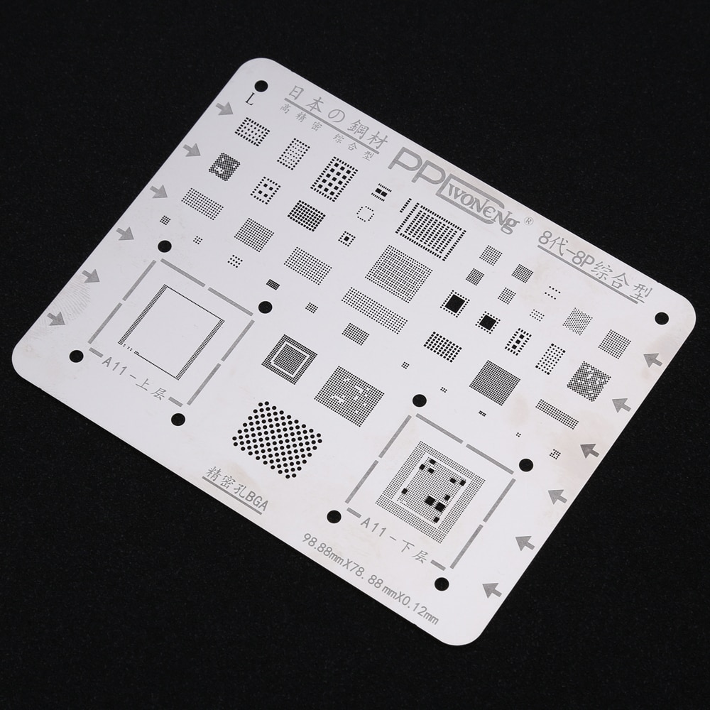 PPD BGA Stencil for iPhone 8 8P 7 7P 6S 6SP 6 6P Motherboard IC Chip BGA Reballing Stencil Kit
