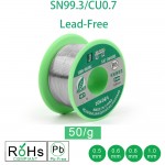 50g Lead-free Solder Wire 0.5-1.0mm Unleaded Lead Free Rosin Core for Electrical Solder RoHs