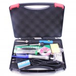 EU Plug 60W 220V 110V Adjustable Temperature Electric Soldering Iron Kit Tips Desoldering Pump Stand Tweezers Solder Wire Box
