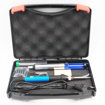 EU Plug 60W 220V 110V Adjustable Temperature Electric Soldering Iron Kit Tips Desoldering Pump Stand Tweezers Solder Wire Box