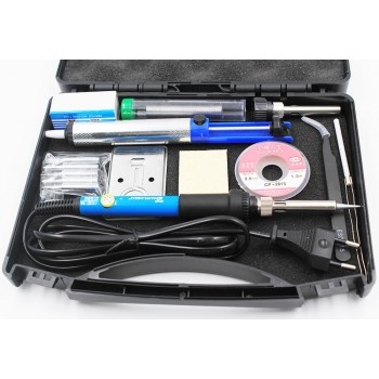 EU Plug 60W 220V 110V Adjustable Temperature Electric Soldering Iron Kit Tips Desoldering Pump Stand Tweezers Solder Wire Box