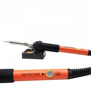 GEYOTAR EU Plug 220V 60W Electric Soldering Iron Kit Screwdriver Tweezers Tin Wire Desoldering Pump knife Welding Repair Tools