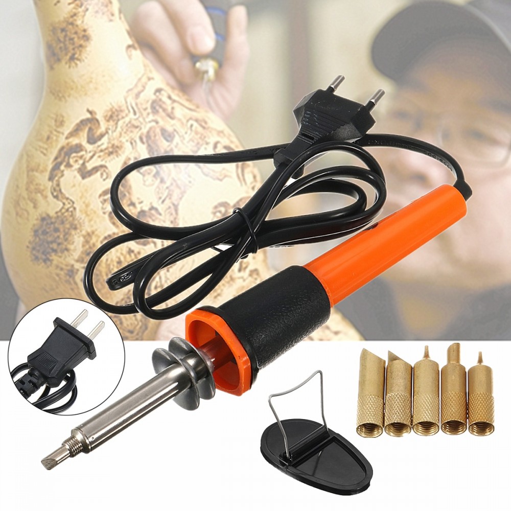 110V/220V EU/US Plug 30W Electric Soldering Iron Pen Wood Burning Pen Set Pencil Burner With Brass Tips and Accessories