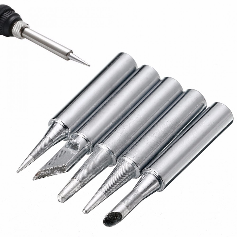 5pcs/set Lead-free 900M-T Metal Solder Soldering Iron Tips for Hakko Soldering Rework Station Repair Tools Set